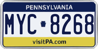 PA license plate MYC8268