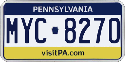 PA license plate MYC8270