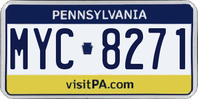 PA license plate MYC8271