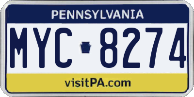 PA license plate MYC8274