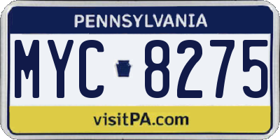 PA license plate MYC8275