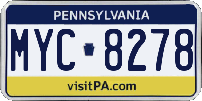 PA license plate MYC8278