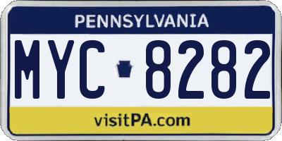 PA license plate MYC8282