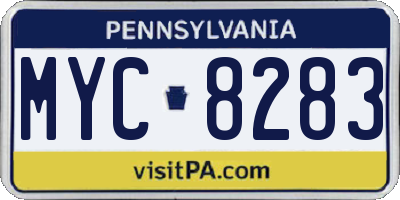 PA license plate MYC8283