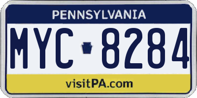 PA license plate MYC8284