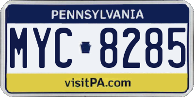 PA license plate MYC8285