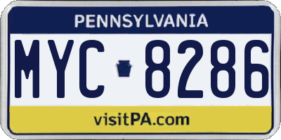 PA license plate MYC8286