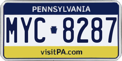 PA license plate MYC8287