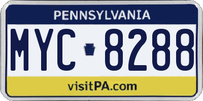 PA license plate MYC8288