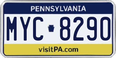 PA license plate MYC8290