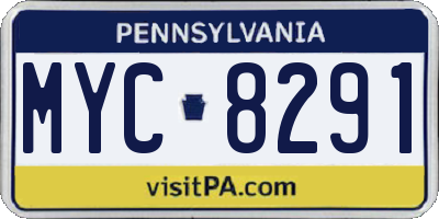 PA license plate MYC8291