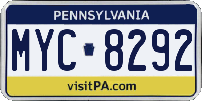 PA license plate MYC8292