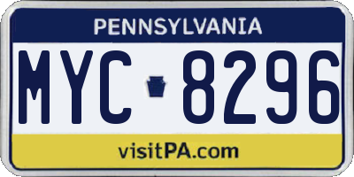 PA license plate MYC8296
