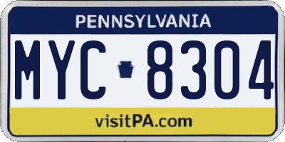 PA license plate MYC8304