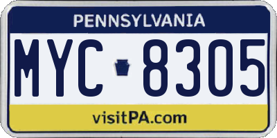 PA license plate MYC8305