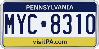 PA license plate MYC8310