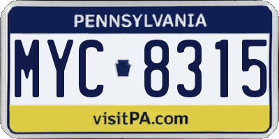 PA license plate MYC8315