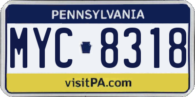 PA license plate MYC8318