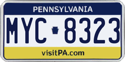 PA license plate MYC8323