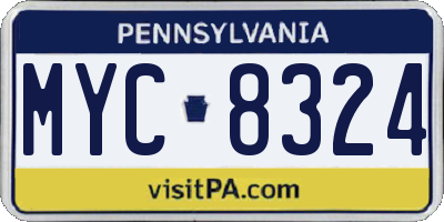 PA license plate MYC8324