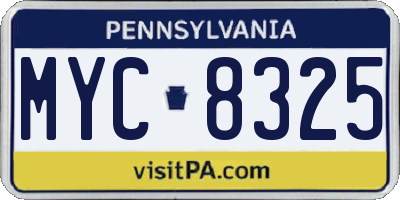 PA license plate MYC8325