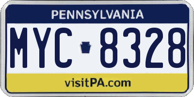 PA license plate MYC8328