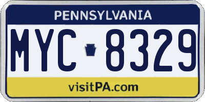 PA license plate MYC8329