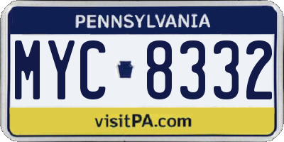 PA license plate MYC8332