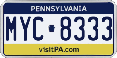 PA license plate MYC8333