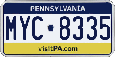 PA license plate MYC8335