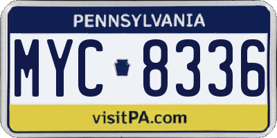 PA license plate MYC8336