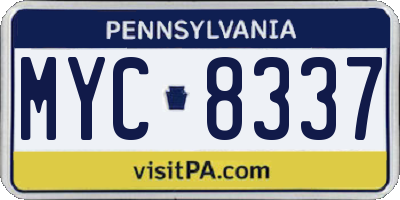 PA license plate MYC8337