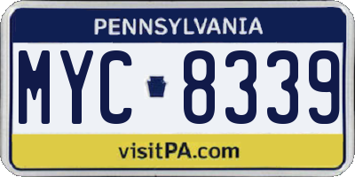 PA license plate MYC8339