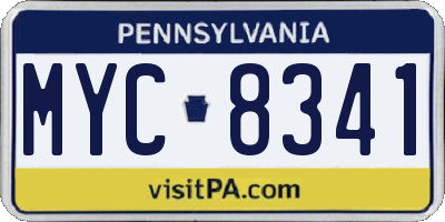 PA license plate MYC8341