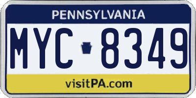 PA license plate MYC8349