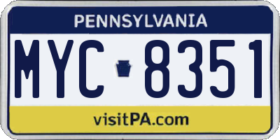 PA license plate MYC8351