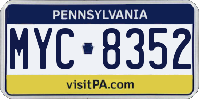 PA license plate MYC8352