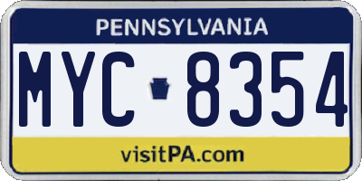 PA license plate MYC8354