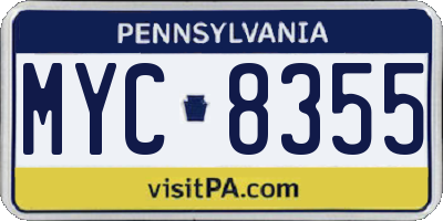 PA license plate MYC8355