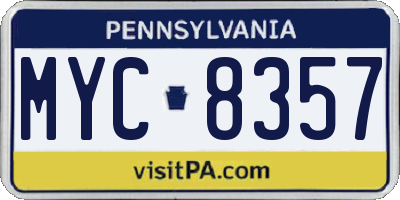 PA license plate MYC8357