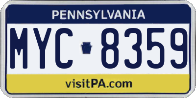 PA license plate MYC8359