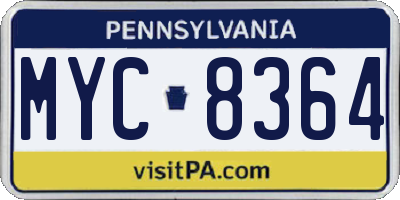 PA license plate MYC8364