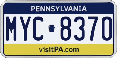 PA license plate MYC8370