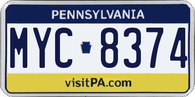 PA license plate MYC8374