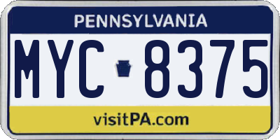 PA license plate MYC8375