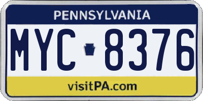 PA license plate MYC8376