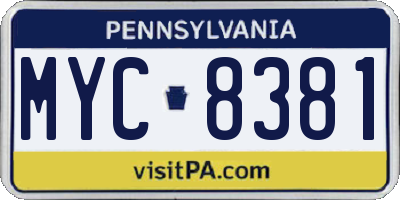 PA license plate MYC8381
