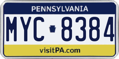 PA license plate MYC8384