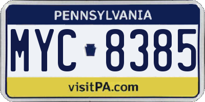 PA license plate MYC8385