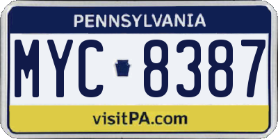 PA license plate MYC8387